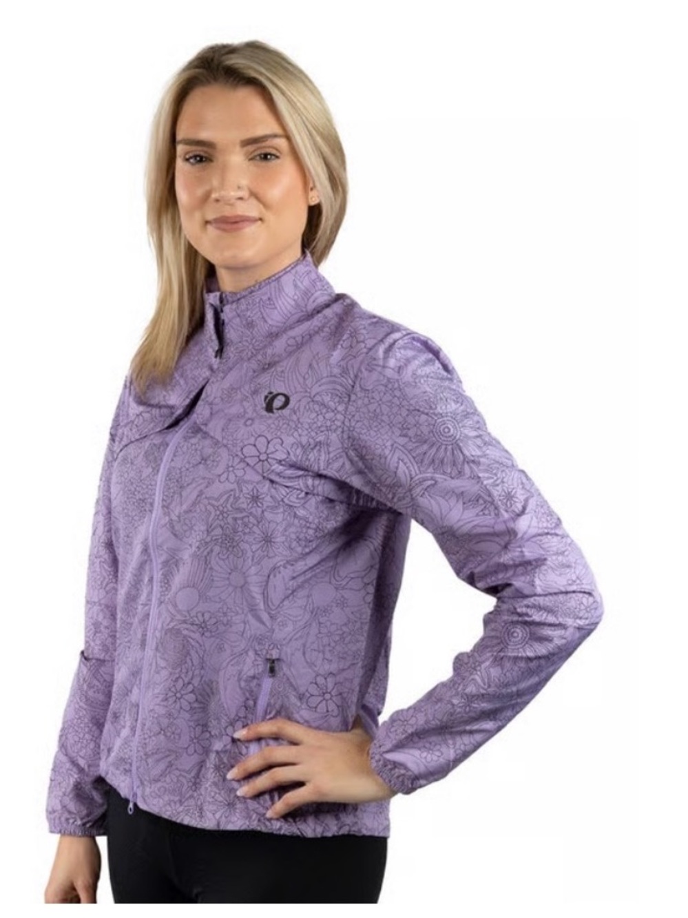 Pearl Izumi Lavender Barrier Cycling Jacket with removable sleeves.